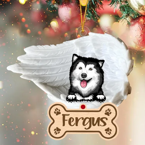Vista 70 de Adorno de perro afgano de 1 ángel, adorno acrílico 2D personalizado conmemorativo para perros, regalo por pérdida de mascotas, regalo