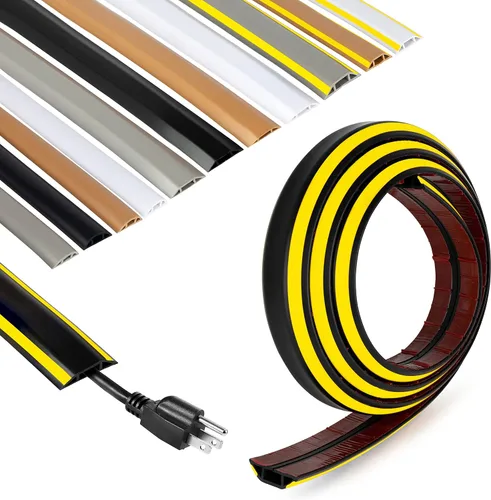 Vista 14 de Rubber Bond Protector de cable de piso - Cubiertas de cable autoadhesivas fuertes para cables - Cubiertas de cable de extensión de perfil bajo