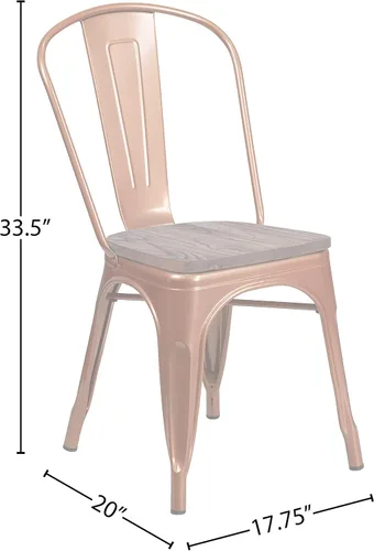 Vista 3 de Flash Furniture Tenley Silla apilable de metal de cobre con asiento de madera