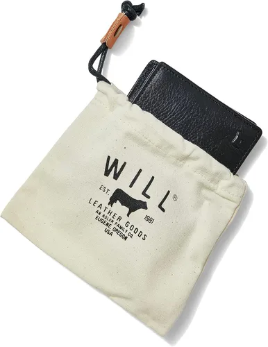 Vista 4 de Will Leather Goods - Billetera clásica de cuero, Negro -, Classic