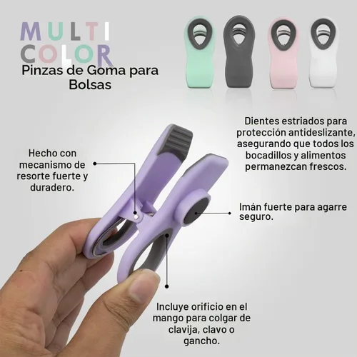 Vista 7 de COOK WITH COLOR Clips para bolsas de chips con imán para almacenamiento de alimentos con agarre hermético para bolsas de pan, bolsas de aperitivos