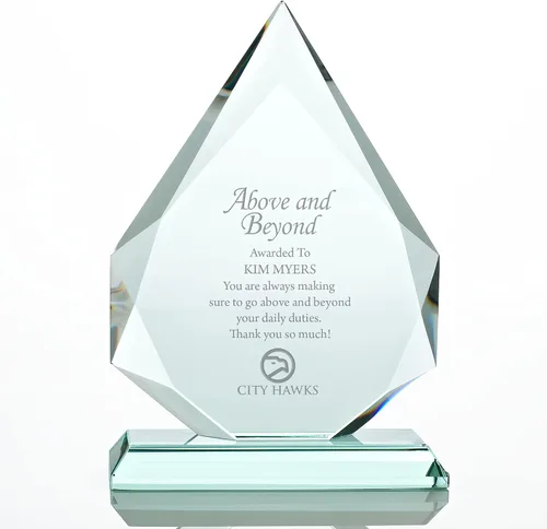 Vista 2 de Baudville Trofeo grabado personalizado - Premio de cristal de jade Logotipo personalizado.