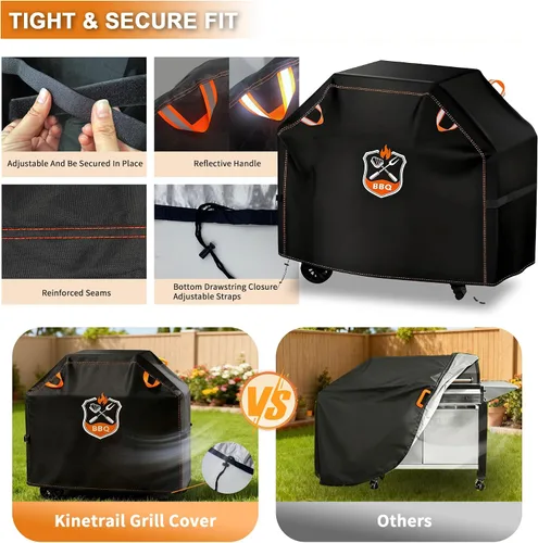 Vista 4 de Funda universal para parrilla de 48 pulgadas para parrilla al aire libre, impermeable, resistente a la intemperie, resistente a la decoloración
