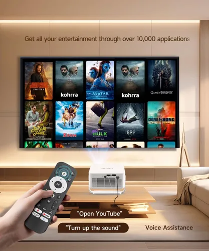Vista 2 de Magcubic HY300GT - Miniproyector con WiFi y Bluetooth, proyector portátil inteligente compatible con 260 ANSI y 2K, enfoque automático y corrección