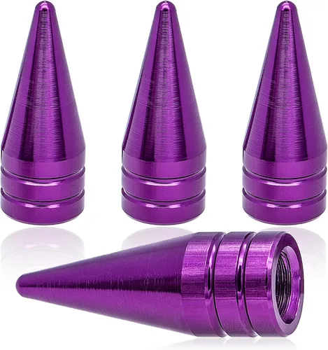 Vista 23 de 4 piezas de tapas de válvula de rueda con forma de punta, válvula de rueda de aleación de aluminio con punta, cubiertas universales de válvula