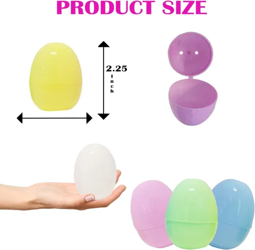Vista 3 de The Dreidel Company Huevos de Pascua rellenables, paquete de 25 huevos de Pascua de plástico brillante con bisagra, perfectos para la caza de huevos
