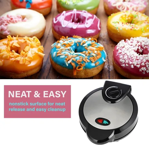 Vista 2 de Mini máquina de donas, 7 donas para familias con desayuno, aperitivos y postres, 1000 vatios