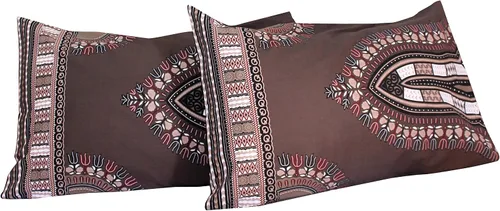 Vista 19 de Fundas de almohada en African Dashiki Art 100% algodón tejido Batik estampados, juego de 2 fundas, negro amarillo