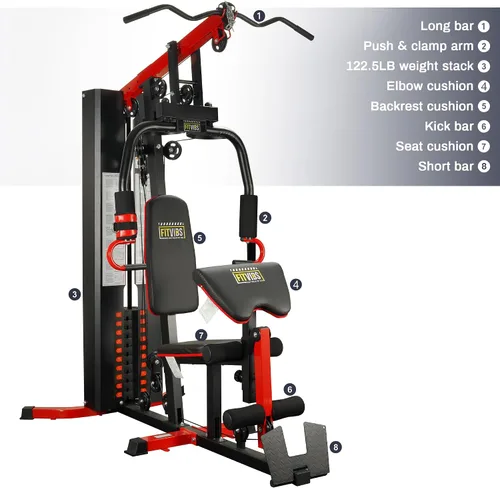 Vista 8 de Fitvids Home Gym Equipment, Multifunctional Full Body Workout Weight Machine Station with Weight Stack, All in One Exercise Equipment with Pulley