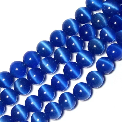 Vista 30 de Cuentas de Ojo de Gato Negro, Redondas de 6 mm, Piedras Preciosas Semipreciosas Sueltas para Fabricación de Joyas (63-66 piezas/cadena)