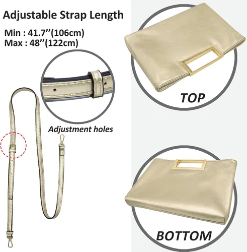 Vista 5 de Milisente Bolso de mano para mujer, formal, casual, brillante, de piel sintética, con asa, para graduación, cóctel, boda