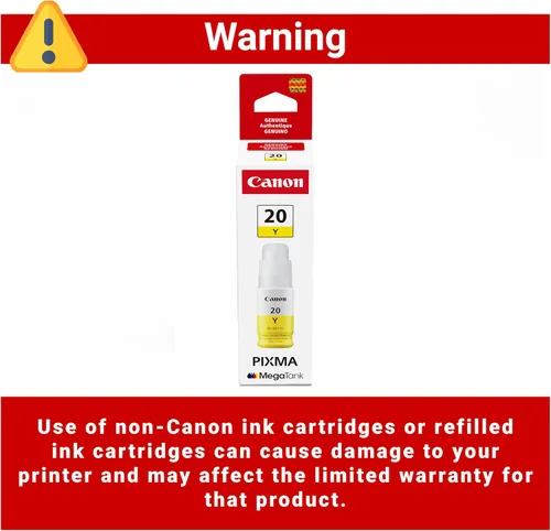 Vista 3 de Canon GI-20 Botella de tinta amarilla genuina, compatible con impresoras Megatank G5020, G6020 y G7020
