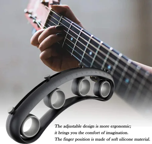 Vista 5 de Expansión de dedo de guitarra, manga de dedo, fuerza de dedo, entrenador, bandas de entrenamiento para guitarra, bajo, piano, sistema de velocidad