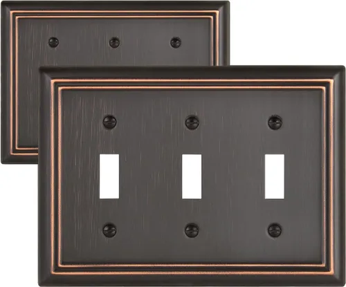 Vista 14 de Juego de 1 placa de pared de metal, bronce envejecido Midsize 1 Toggle 1 Decorator Combo Wall Plate for GFCI Outlets, Light Switches, Ideal for