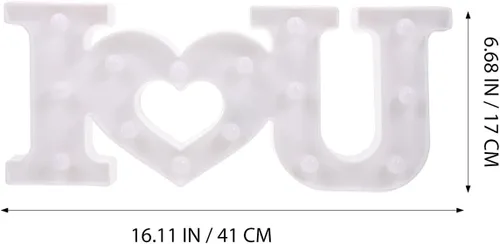 Vista 2 de Uonlytech Letrero con luces LED románticas con diseño de letras, funciona con pilas, lámpara decorativa con texto en inglés "I Love You
