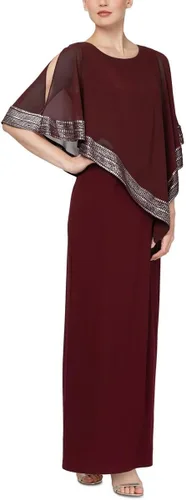 Vista 8 de S.L. Fashions Women's Long Capelet Mother of The Bride Dress with Metallic Trim (Petite and Regular Sizes)