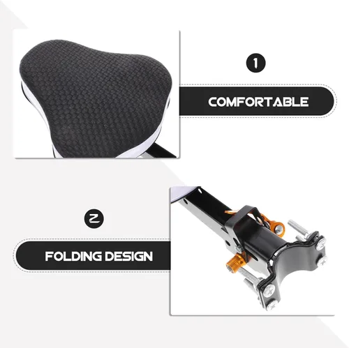 Vista 8 de Happyyami Asiento de bicicleta para niños, asiento de bicicleta de montaña cómodo acolchado fácil de instalar