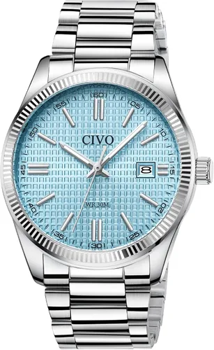 Vista 14 de CIVO Analog Mens Watches Silver: Wrist Watches with Date Easy to Read - Dress Stainless Steel Watch for Men Gifts for Husband Father at Birthday
