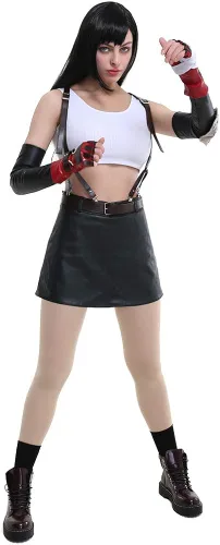 Vista 3 de miccostumes Disfraz de cosplay para mujer, con mangas, guantes y calcetines de vendaje