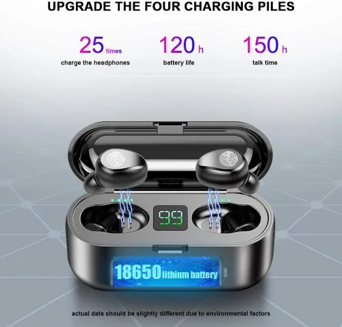 Vista 8 de Auriculares inalámbricos Bluetooth con control táctil, mini F9 5.0 TWS IPX5 impermeable táctil inalámbrico estéreo auricular Bluetooth, mini