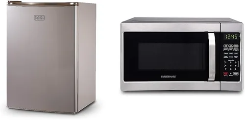 Vista 9 de BLACK+DECKER BCRK25B - Refrigerador compacto Energy Star de una sola puerta con congelador, 2.5 pies cúbicos, negro y horno microondas COMFEE