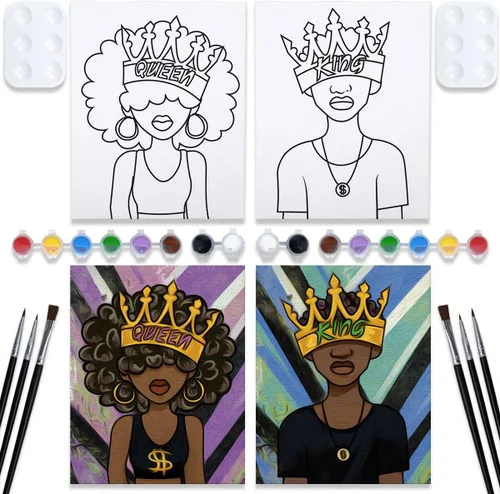 Vista 9 de VOCHIC Kits de Fiesta de Pintura para Parejas Lienzo Predibujado para Adultos Pintura y Bebida Juegos de Noche de Cita para Parejas Conjunto