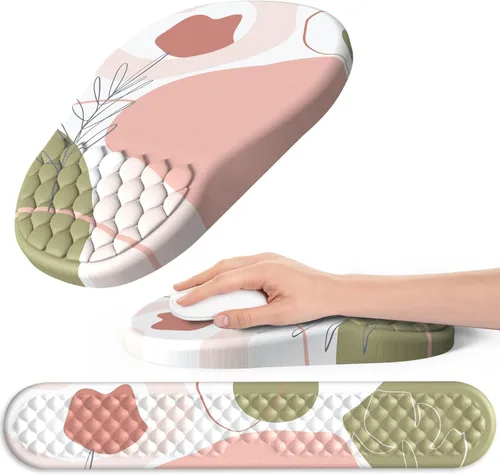 Vista 10 de Alfombrilla ergonómica para mouse y teclado con diseño de masaje, soporte de muñeca para mouse que ahorra espacio, reposamuñecas de espuma