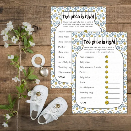 Vista 3 de The Price is Right Baby Shower Game Ideas, 50 tarjetas divertidas para baby shower para niños, niñas, divertidas actividades de fiesta para parejas
