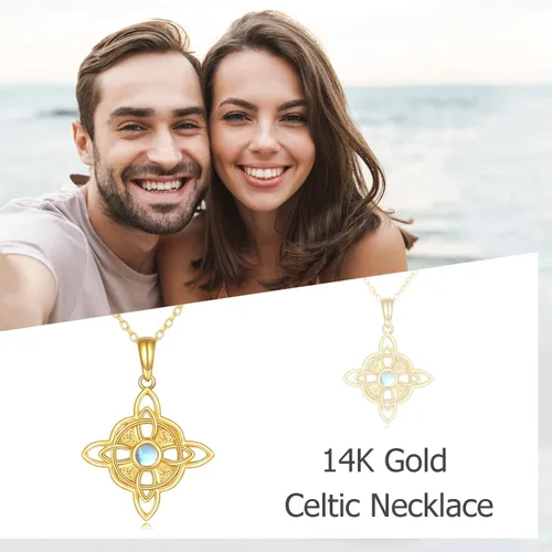 Vista 4 de ELFRONT Collar de nudo celta de oro de 14 quilates para mujer, collar con dije de nudo celta, joyería de regalo para ella, Metal, no conocido