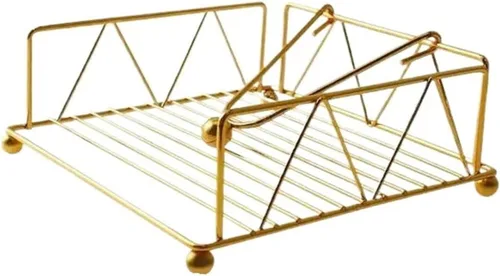 Vista 9 de Rustic Metal Napkin Holder Square Paper Organizer Kitchen Restaurant Tabletop(1 Black)
