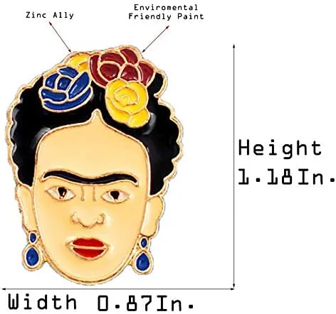 Vista 2 de Flairs New York - Broche de solapa esmaltado hecho a mano, Frida Kahlo la leyenda