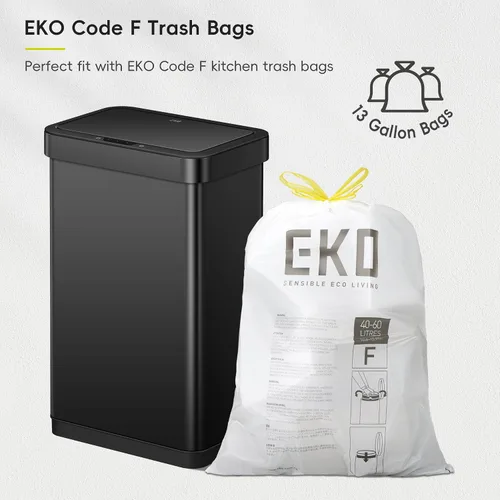 Vista 3 de EKO EcoNova Bote de basura automático con sensor de 13.2 galones/50L para cocina, bote de basura sin tocar de acero inoxidable con tapa de cierre