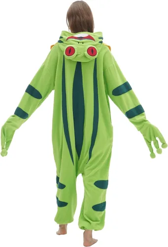 Vista 5 de vavalad Unisex Adult Onesie Animal One Piece Pajama Cosplay Sleepwear Halloween Christmas Custume for Women Men Teens, Green