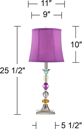 Vista 4 de Bijoux - Lámpara de mesa de 25 1/2" de alto, acrílico, color morado Acrílico apilado sombra púrpura