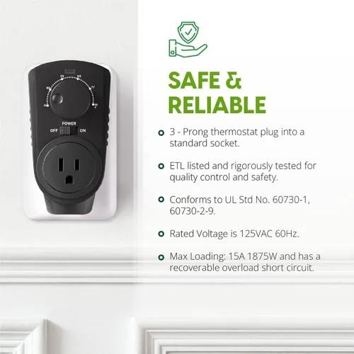 Vista 4 de EconoHome - Termostato ajustable universal con enchufe para calefacción y refrigeración - Compatible con la mayoría de los calentadores de pared