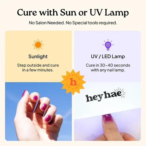 Vista 6 de Heyhae Paquete surtido de tiras de uñas de gel semicuradas (paquete de 4) No necesita lámpara LED Fácil de aplicar y quitar, calidad de salón