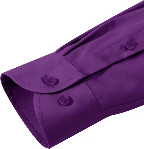 Vista 42 de Alimens & Gentle Camisas de vestir para hombre, manga larga, elásticas, sin arrugas, con botones