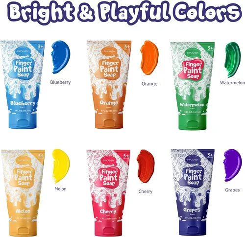Vista 5 de SWCANDY Pintura de baño de juguetes de jabón para niños pequeños, paquete de 6 unidades, no tóxica, lavable, pintura de bañera para pintura de dedos