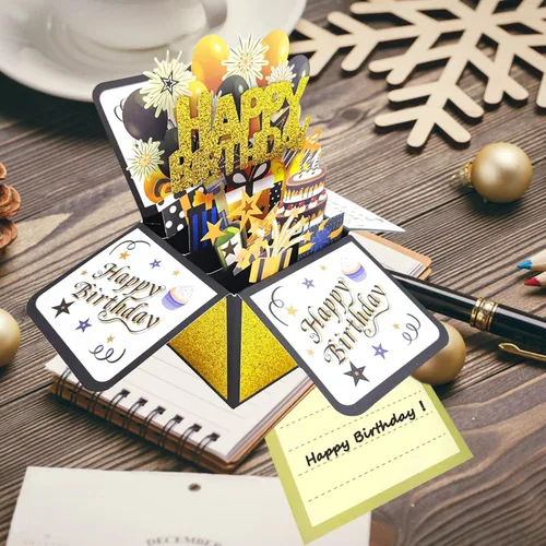 Vista 7 de Tarjeta de cumpleaños 3D emergente, tarjeta de felicitación en blanco con sobre, regalo de cumpleaños para él, papá, marido, hijo, mujeres, niños