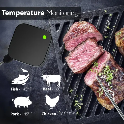 Vista 5 de NutriChef Termómetro inteligente Bluetooth para parrilla de barbacoa – Sonda de acero inoxidable mejorada V2 – Alerta remota inalámbrica iOS Android