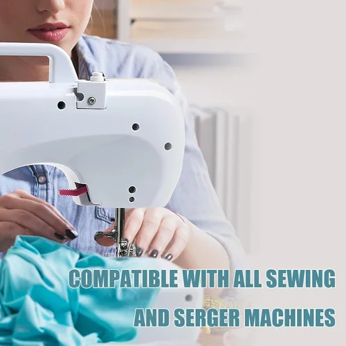 Vista 6 de Hilo serger blanco y negro, hilo multiusos para coser, poliéster, 4 conos de 2743 m cada uno para máquina de coser