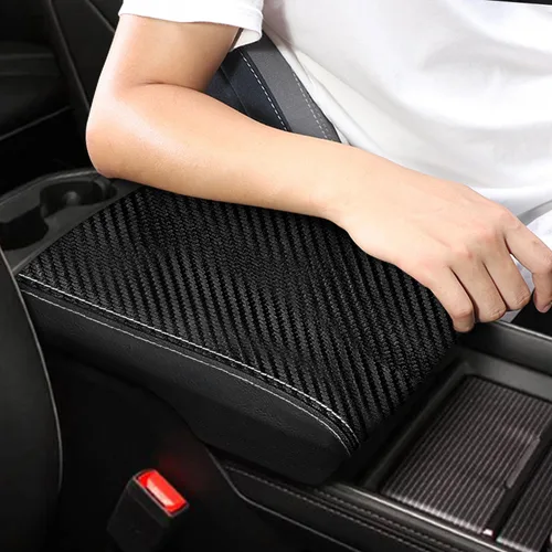 Vista 5 de Funda para reposabrazos de consola central adecuada para Dodge Ram 1500 2500 3500 2019-2023 con asiento de cubo, protector de cuero antiarañazos
