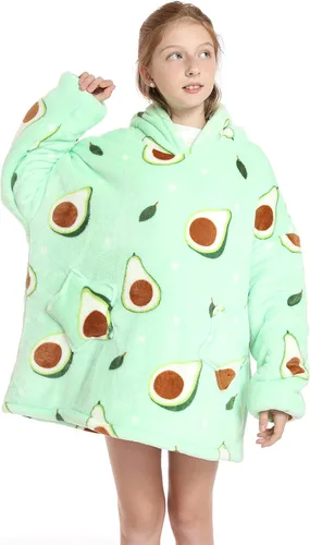 Vista 4 de Manta con capucha para niños y niñas, sudadera de gran tamaño con bolsillos