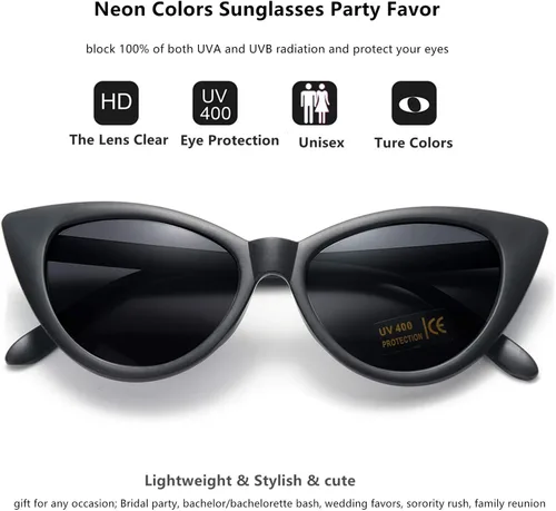 Vista 3 de Eyegla Gafas de sol negras a granel, gafas de sol de ojo de gato inspiradas en los años 50