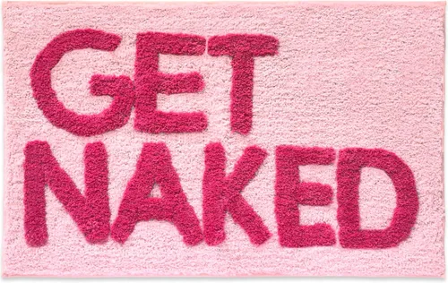 Vista 11 de New Mungo Alfombra de baño con texto en inglés «Get Naked», color negro, con letras blancas para decoración de apartamentos, divertida alfombra