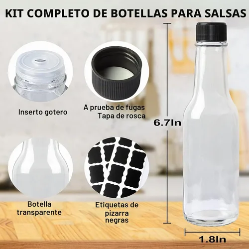 Vista 3 de HINGWAH Paquete de 30 botellas de salsa picante, botellas transparentes de 5 onzas