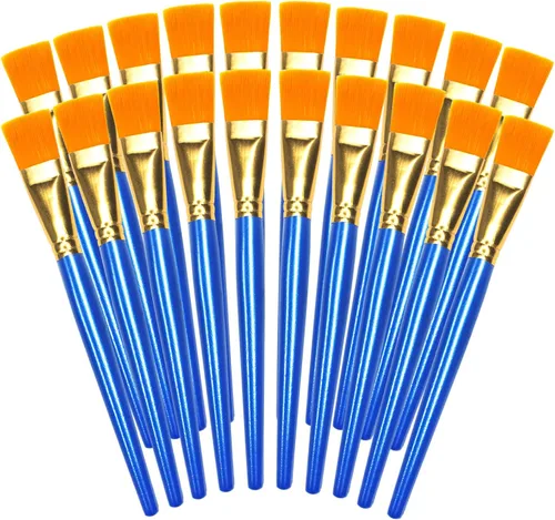 Vista 8 de 10 pinceles planos de 1 pulgada, pincel de pintura acrílica, cepillo de nailon sintético para el cabello, pincel de pintura para pintura