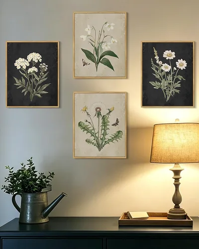 Vista 12 de KUVIOKE Arte botánico enmarcado bohemio para pared de plantas de baño, decoración de pared, impresiones de hojas de eucalipto verde salvia, estética