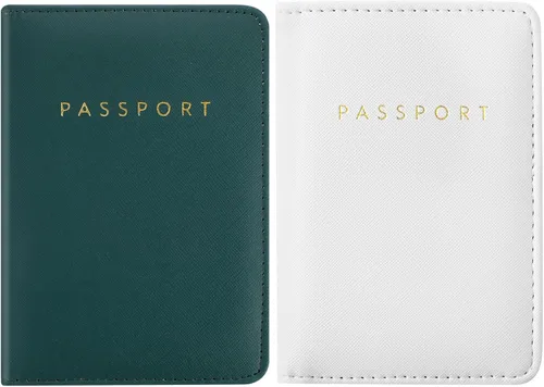 Vista 21 de 2 piezas de funda de pasaporte para viaje, impermeable, de cuero, cartera, libro de viaje, artículos esenciales para crucero para mujeres y hombres