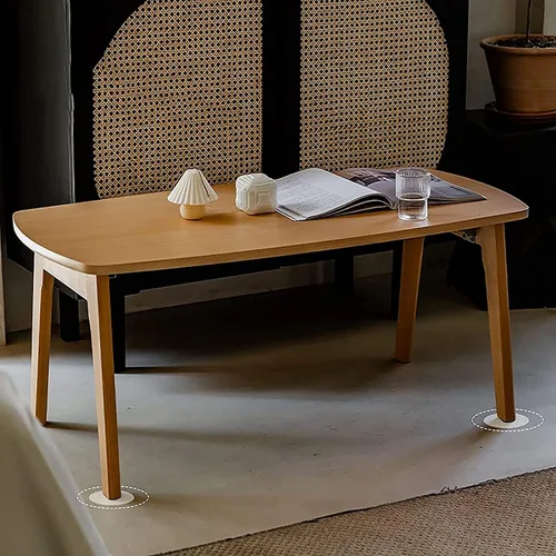 Vista 7 de SYALEO Mesa de Centro Mesa de centro de madera maciza, mesa plegable estilo japonés, mesa auxiliar para sala de estar, sofá, mesa auxiliar de 17.7